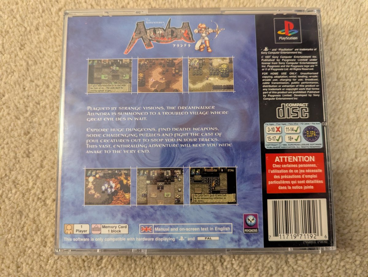 Alundra - Back Cover
