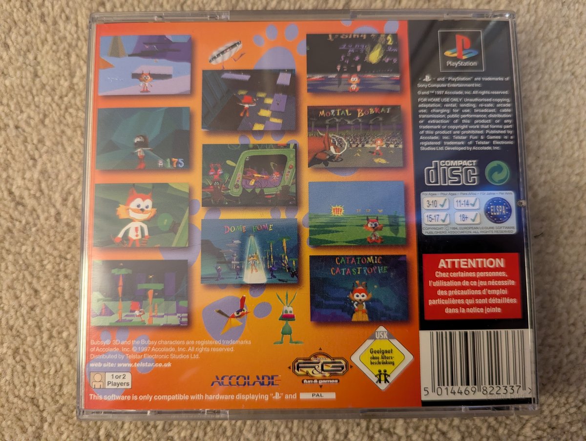 Bubsy 3D - Back Cover