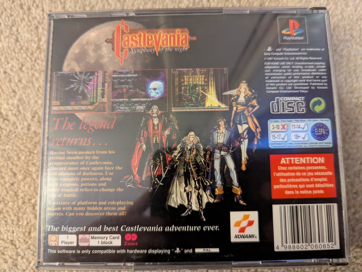 Castlevania: Symphony of the Night - Back Cover