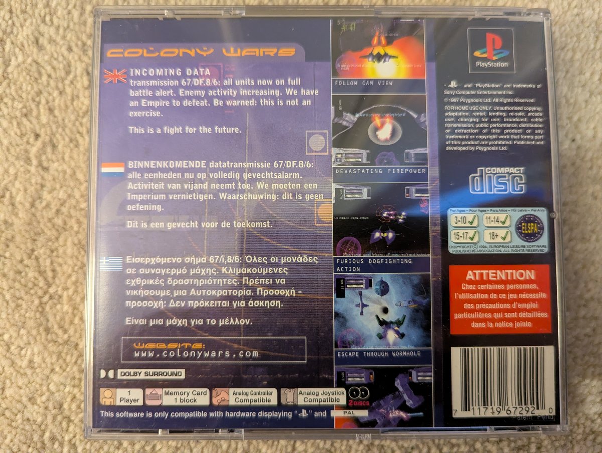 Colony Wars - Back Cover