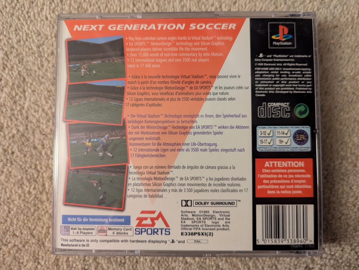 FIFA Soccer 96 - Back Cover