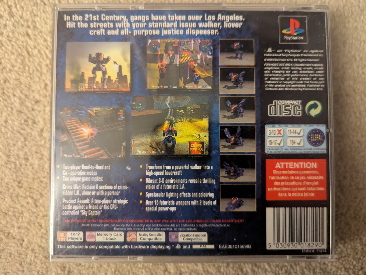Future Cop: L.A.P.D. - Back Cover