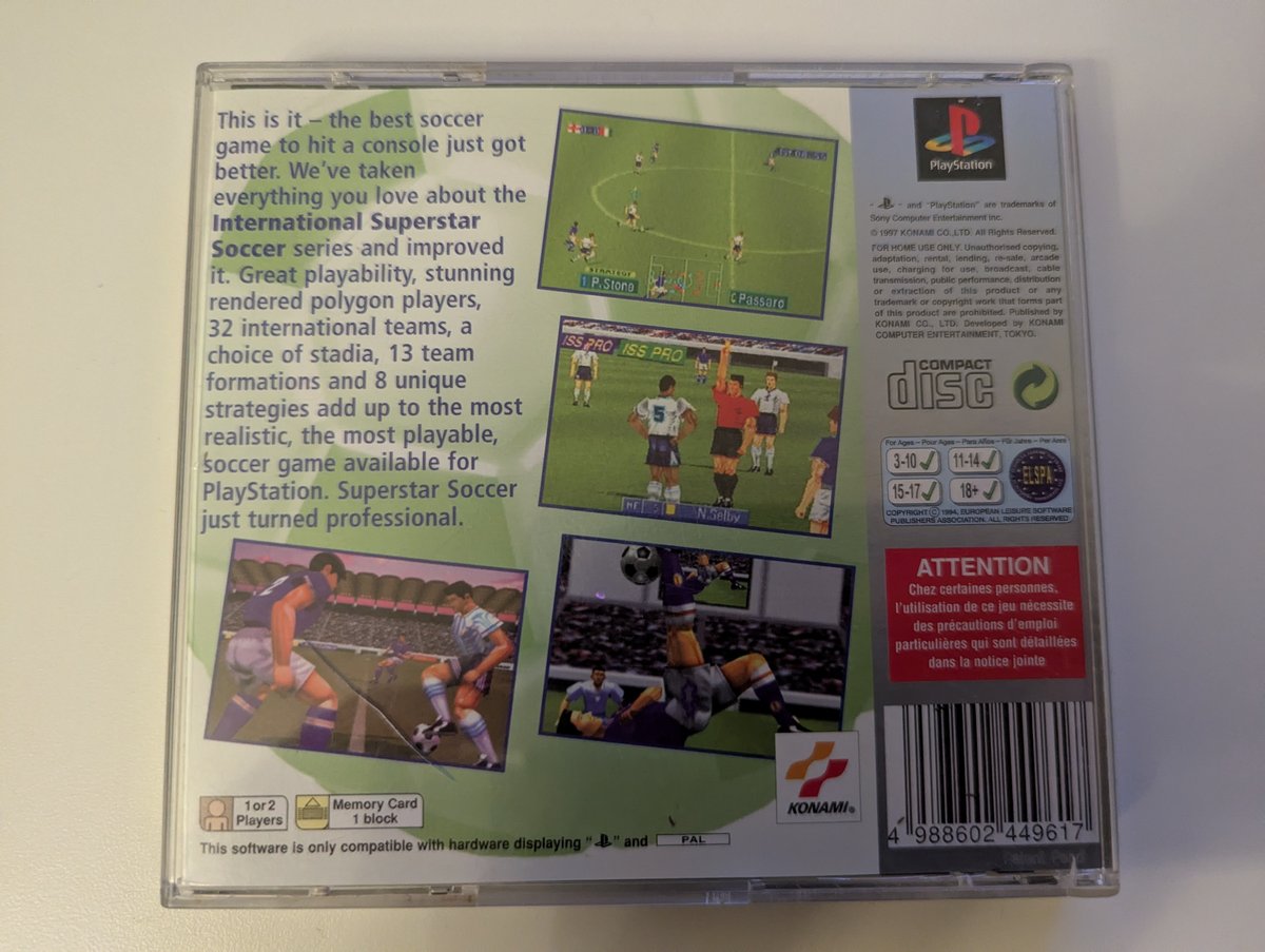 International Superstar Soccer Pro - Back Cover