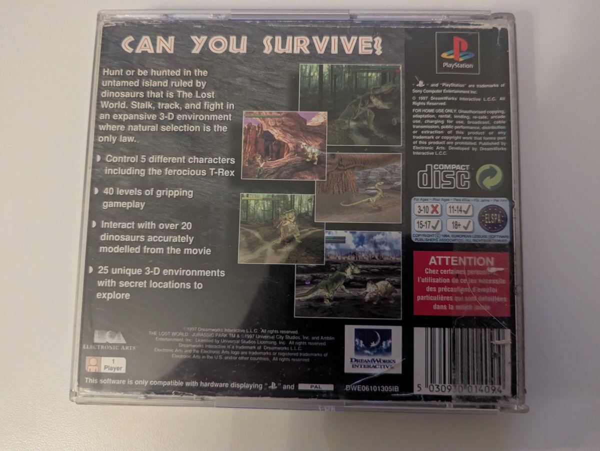 Lost World, The: Jurassic Park - Back Cover