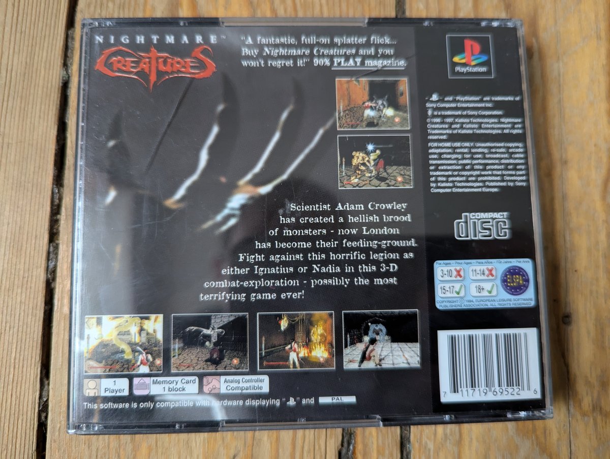 Nightmare Creatures - Back Cover