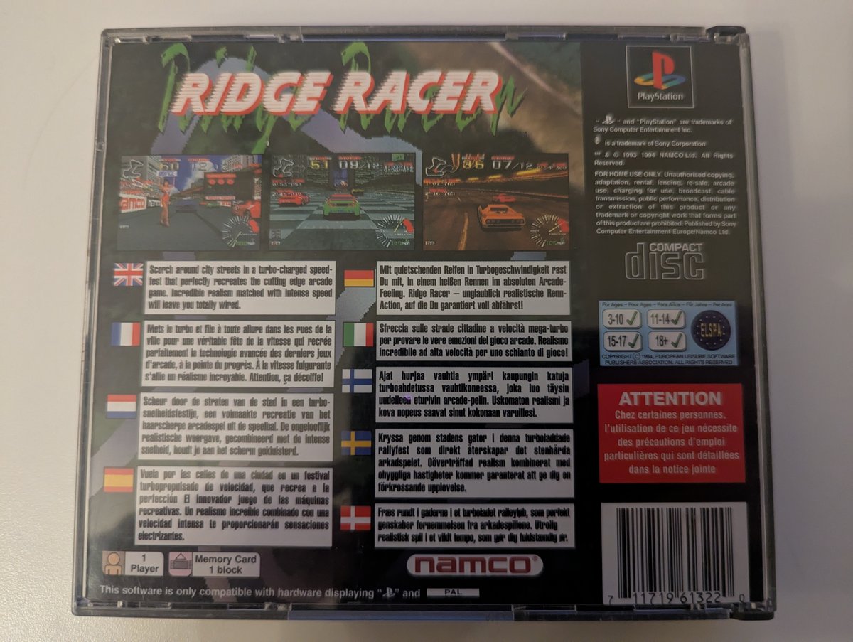 Ridge Racer - Back Cover