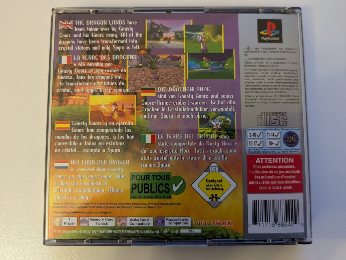 Spyro the Dragon - Back Cover