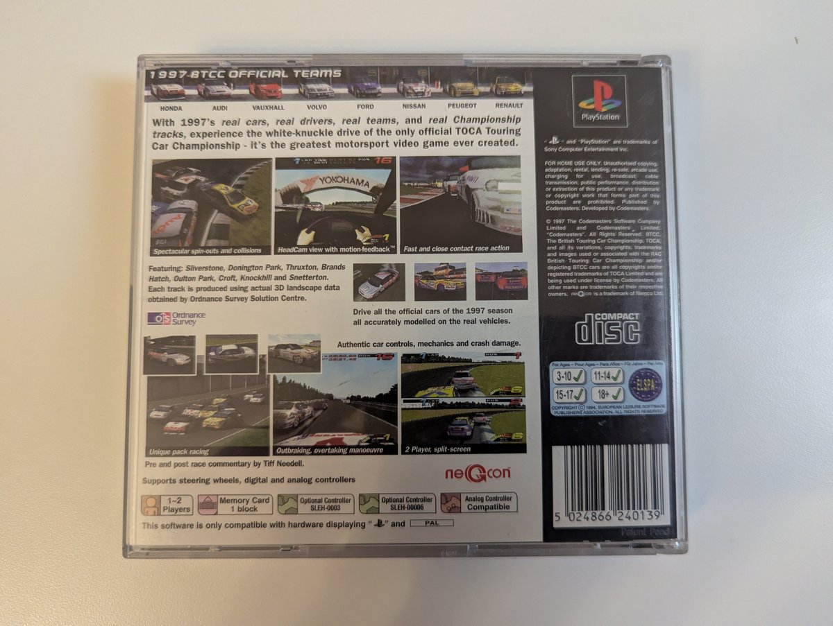 TOCA Touring Car Championship - Back Cover